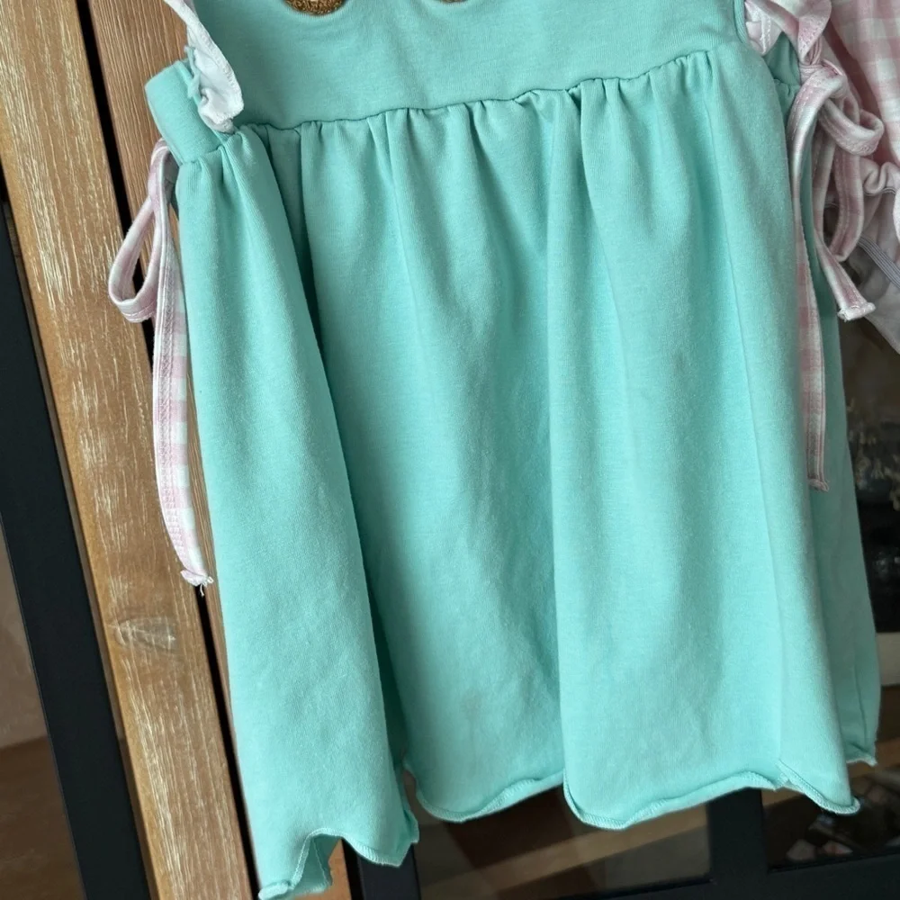 Bunnies French Knot set gingham bows peter rabbit Easter dress toddler shorts